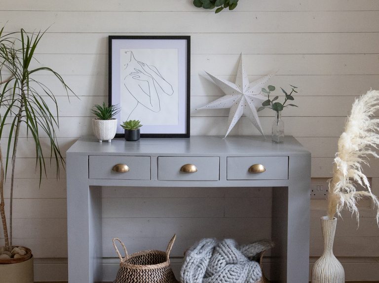 DIY upcycling: Sideboard covered with d-c-fix® adhesive foil in gray.
